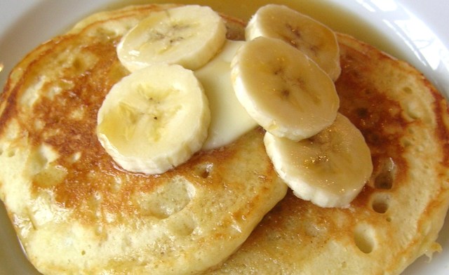 Banana Sour Cream Pancakes Close-up